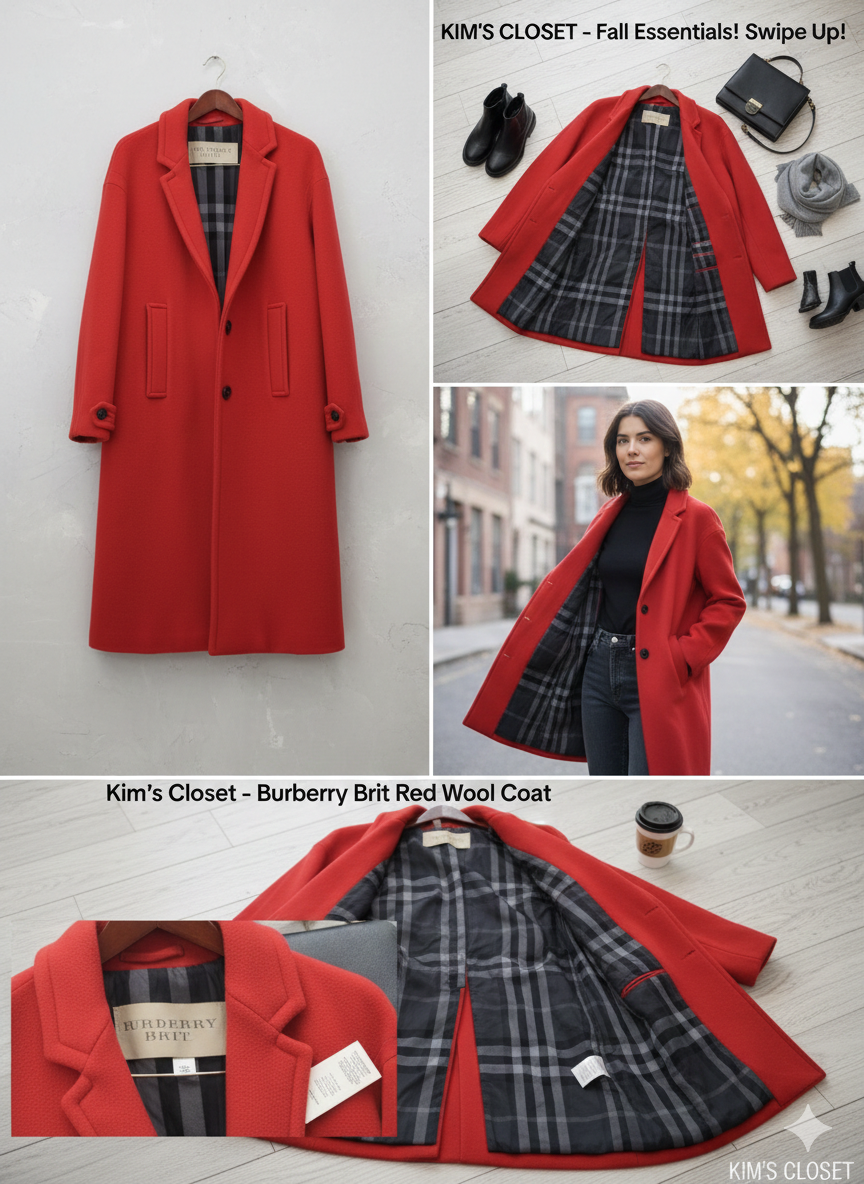 Burberry Genuine Wool Long Overcoat — Size 12 Women's | Authenticated Luxury Resale