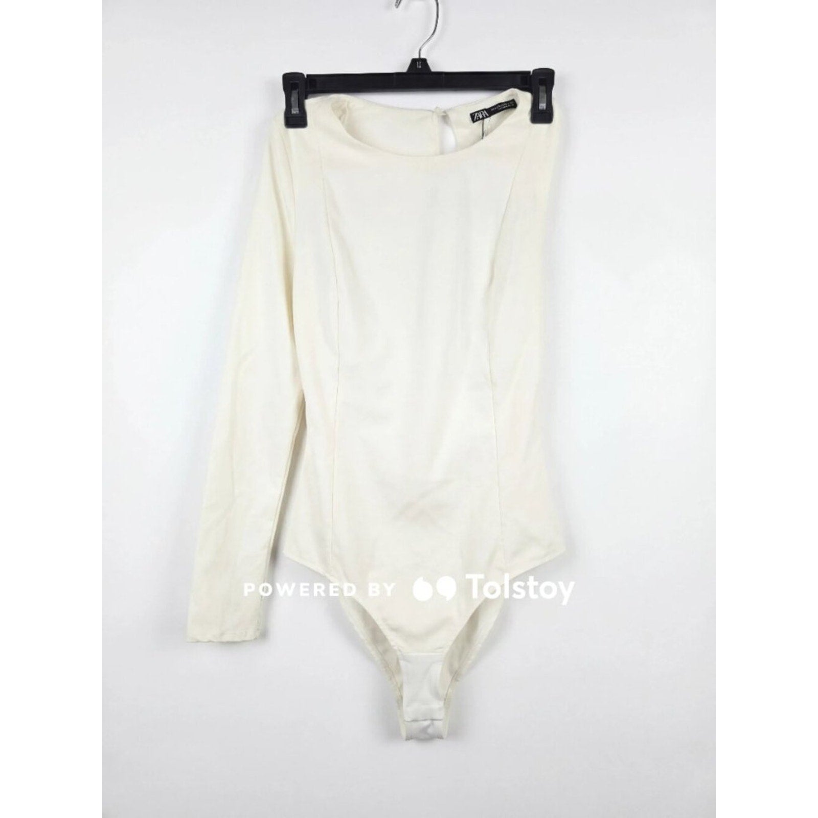 Zara Ivory One-Sleeve Open Back Bodysuit Medium