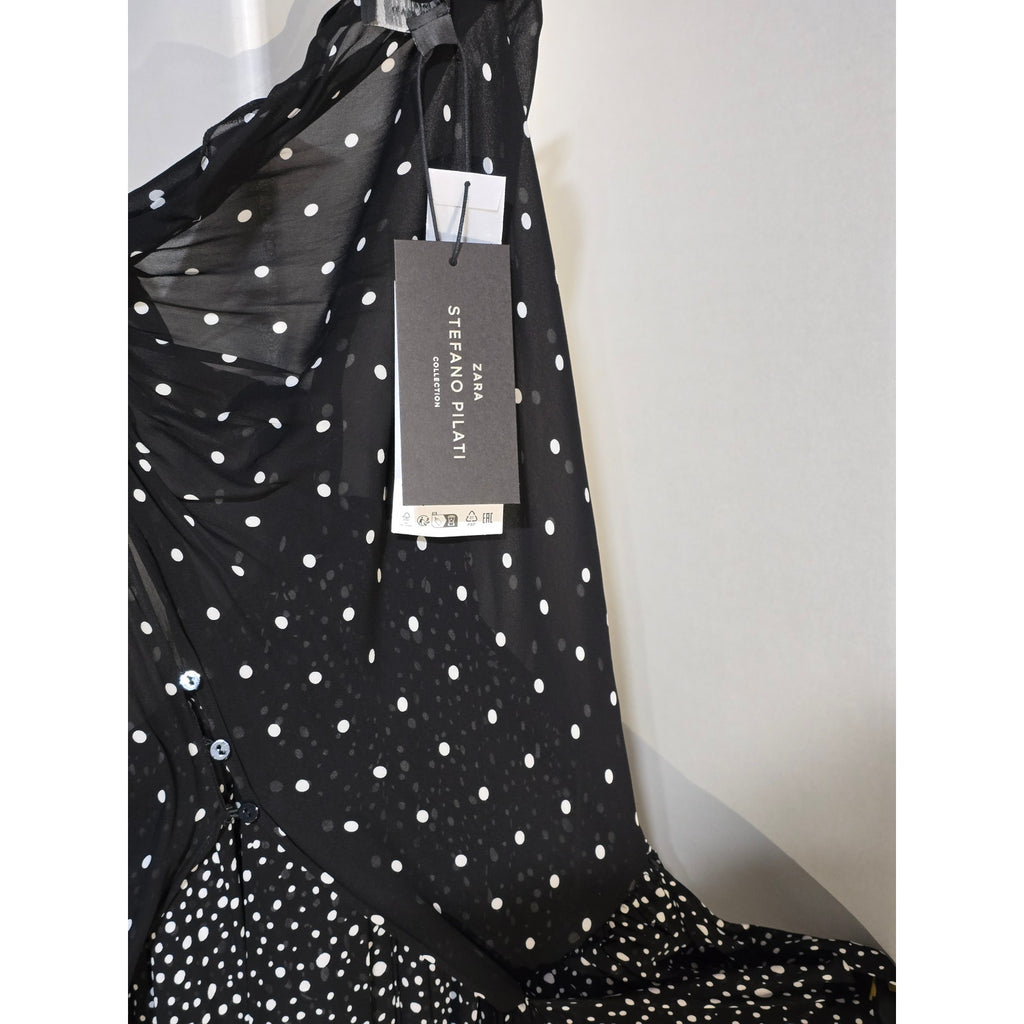 Zara x Stefano Pilati NWT Black White Polka Dot Sheer Halter Maxi Dress L
