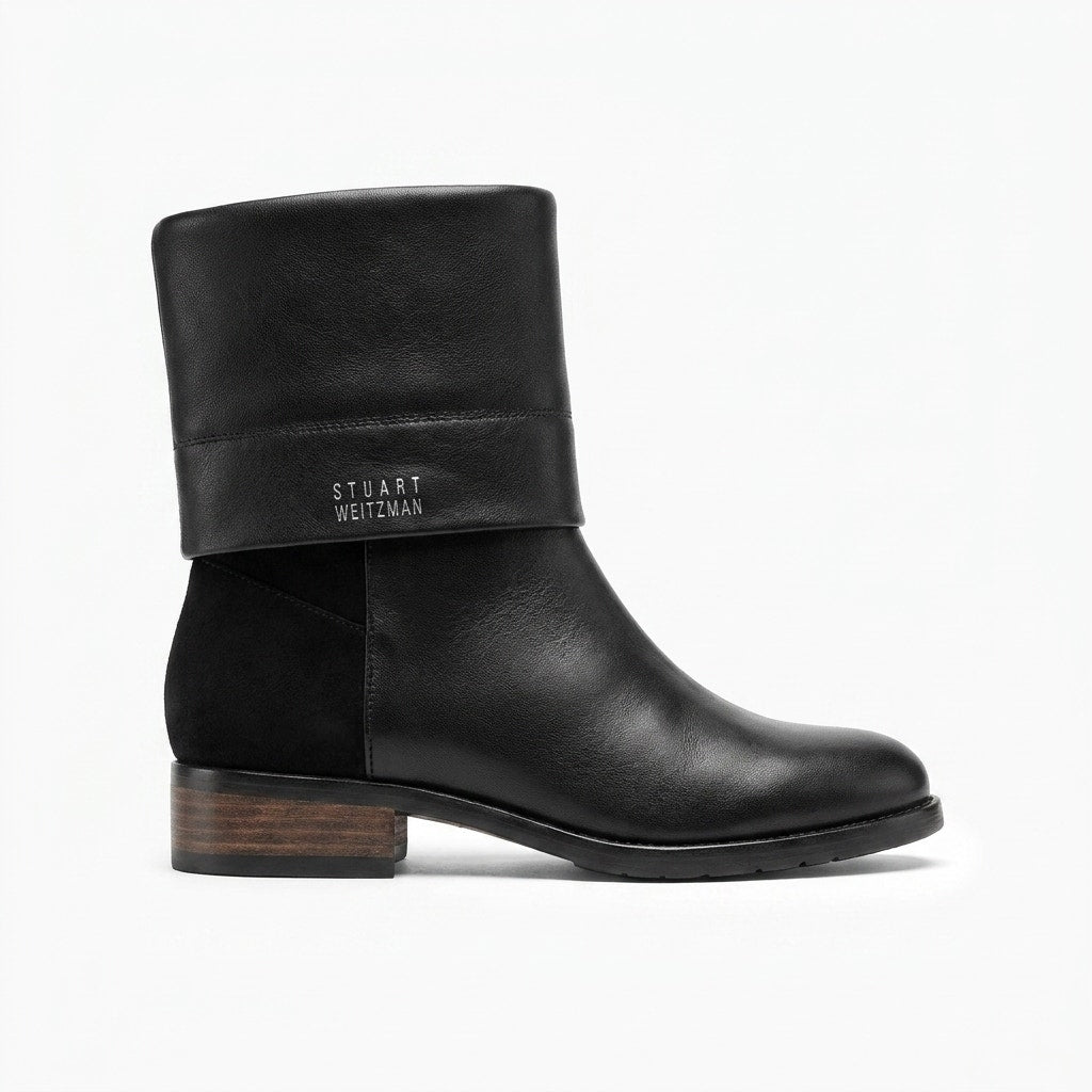 Stuart Weitzman Black Leather & Suede Over-the-Knee/Knee-High Boots - Size 5.5M - Style A409259