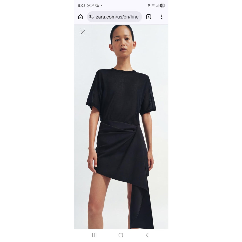 Zara Black Fine-Knit Oversized Mesh T-Shirt