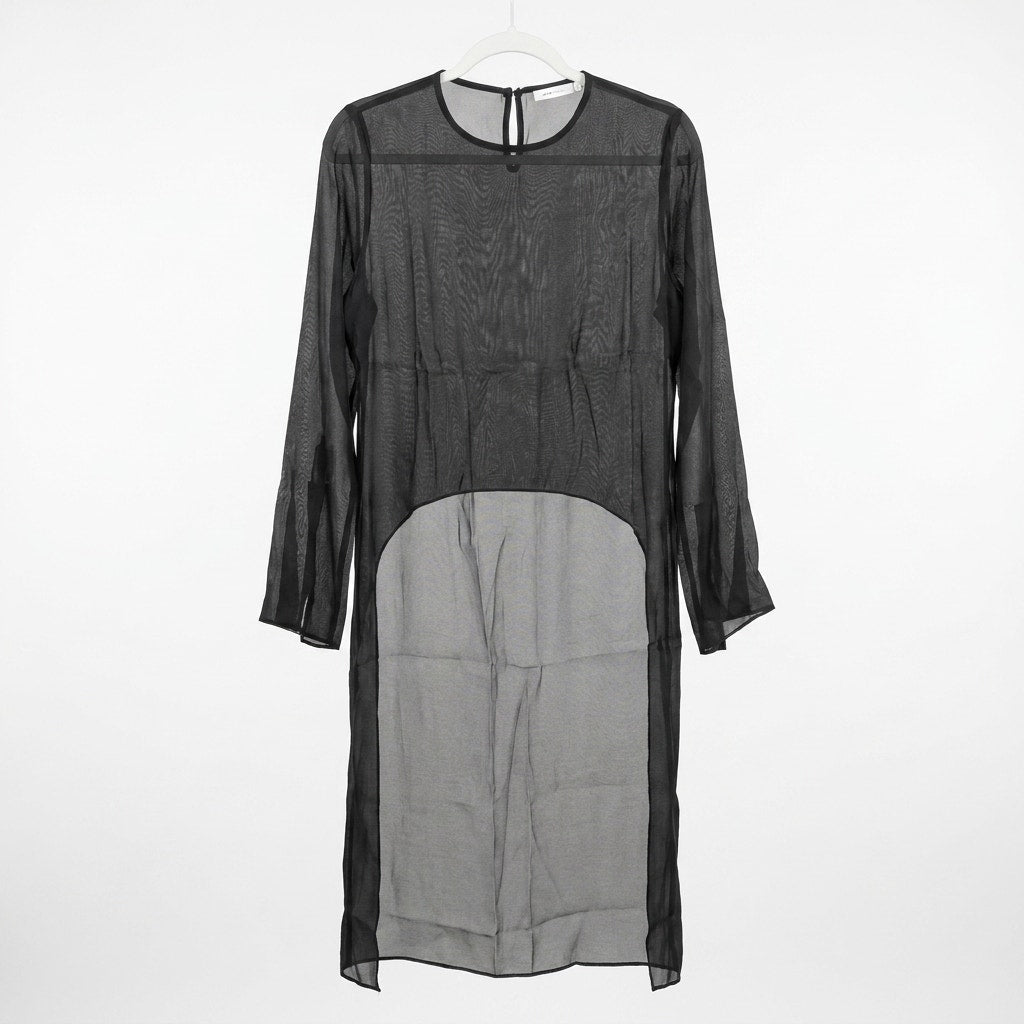 Scacto Black Sheer Long Sleeve Midi Cover-Up Duster