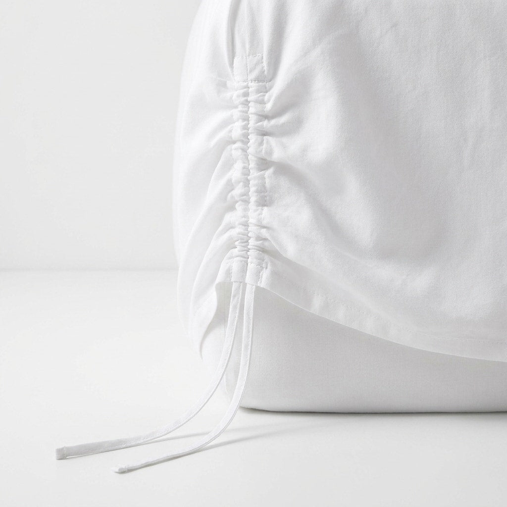 The AKIRA Label White Ruched Side Drawstring T-Shirt Midi Dress Size M