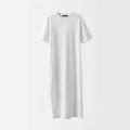The AKIRA Label White Ruched Side Drawstring T-Shirt Midi Dress Size M