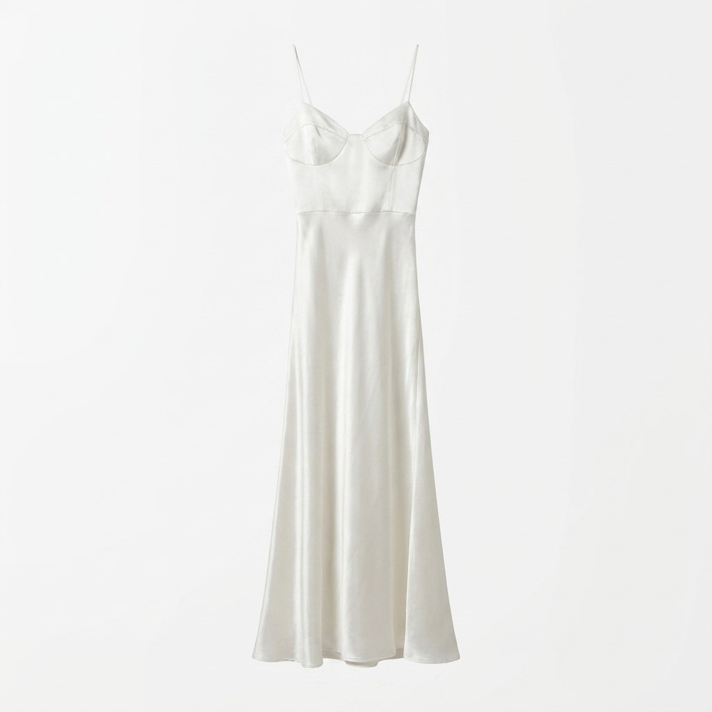Zara White Satin Lace-Up Back Slip Dress