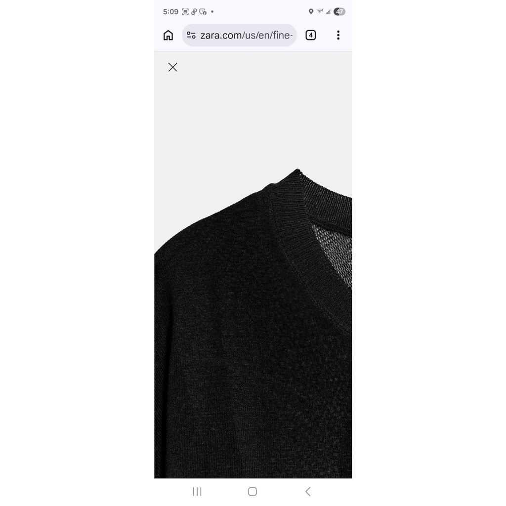 Zara Black Fine-Knit Oversized Mesh T-Shirt