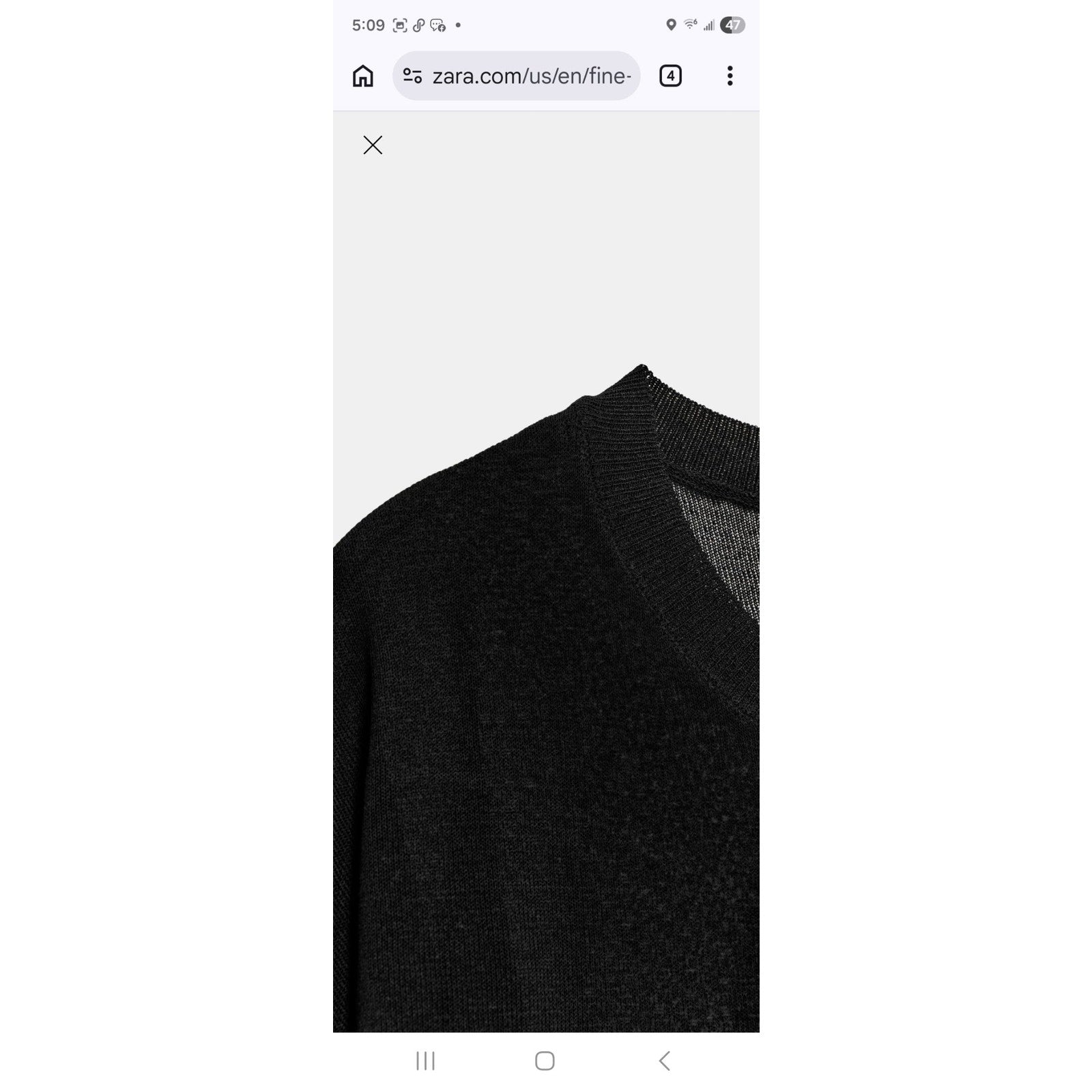 Zara Black Fine-Knit Oversized Mesh T-Shirt