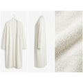 Cozy Off-White Bouclé Fuzzy Longline Open Front Cardigan Sweater
