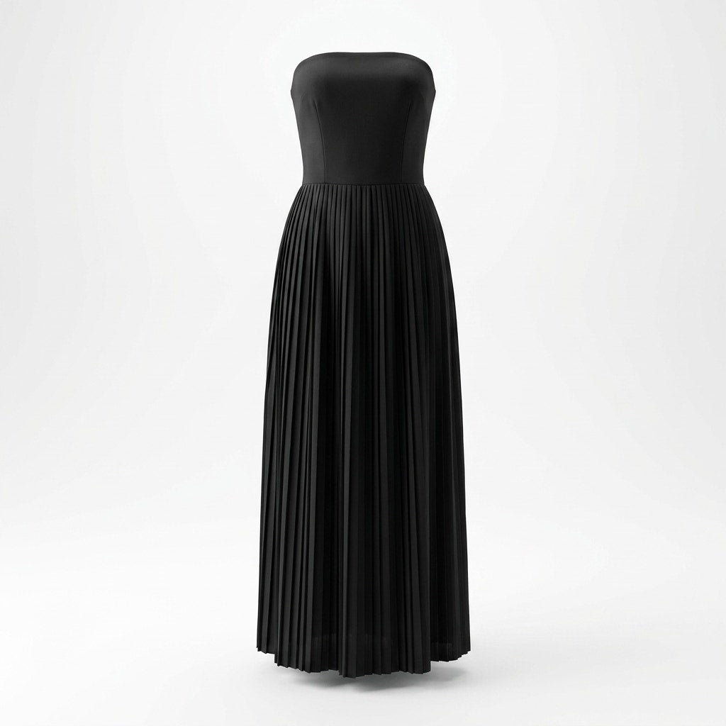 Zara Black Pleated Pinafore Jumper Maxi Dress