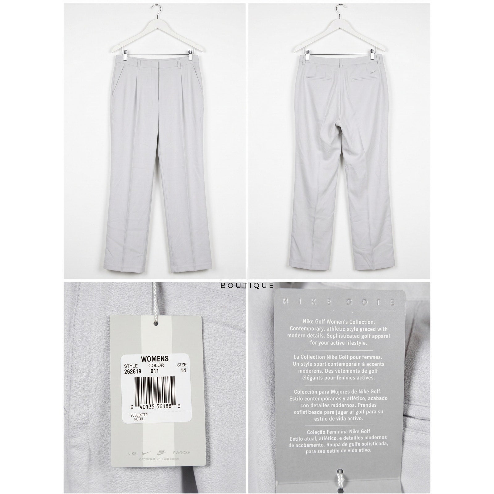 Nike Golf Women's Collection Pleated Trousers Grey NWT Size 14