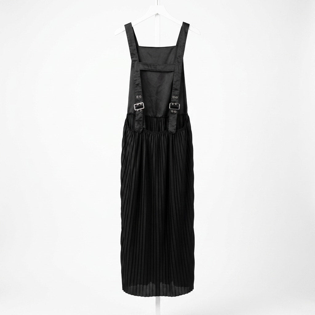 Zara Black Pleated Pinafore Jumper Maxi Dress