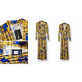 Fashion Nova Royal Blue Gold Baroque Print Maxi Dress XL NWT