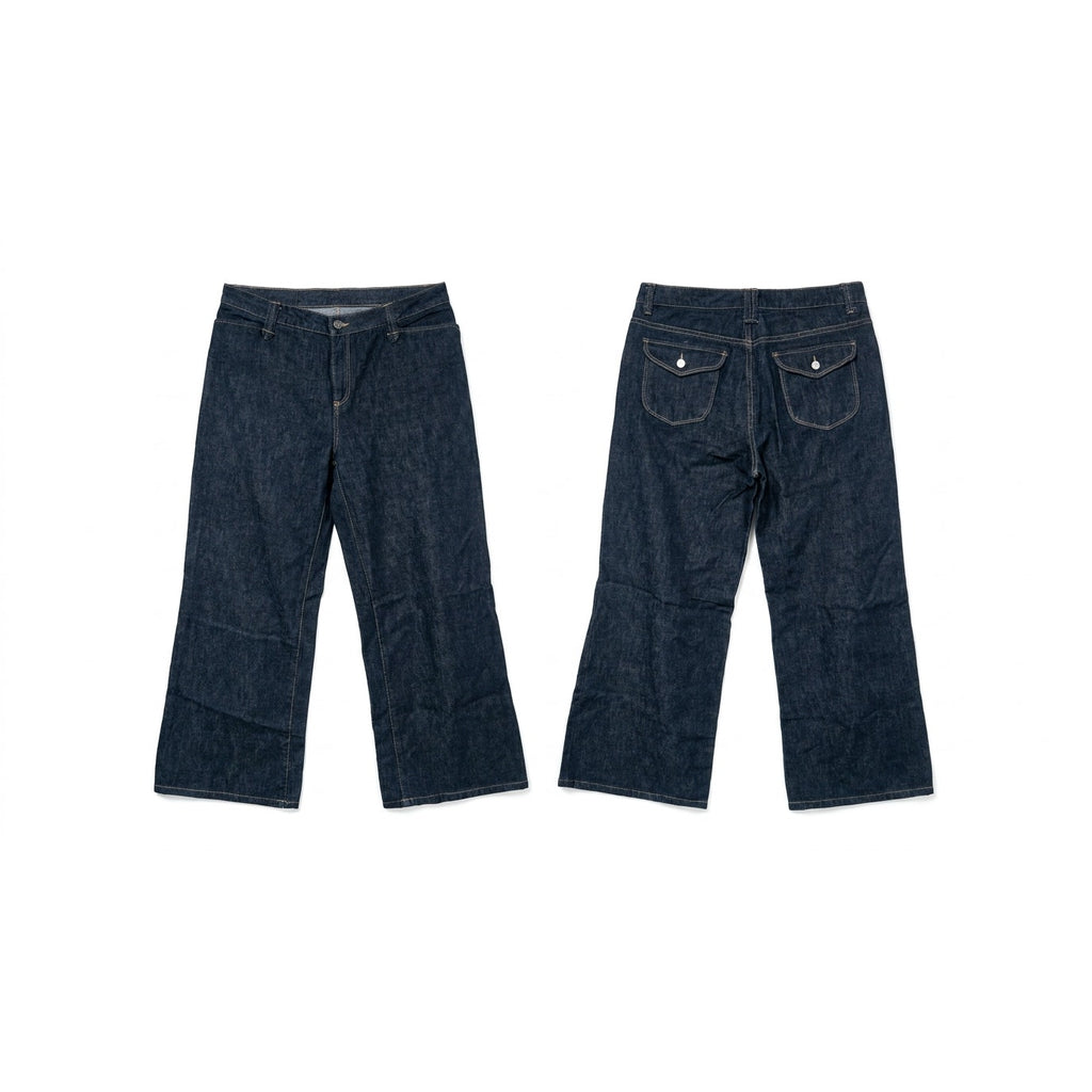 Kennar Sport Dark Wash Wide-Leg Trouser Jeans Size L