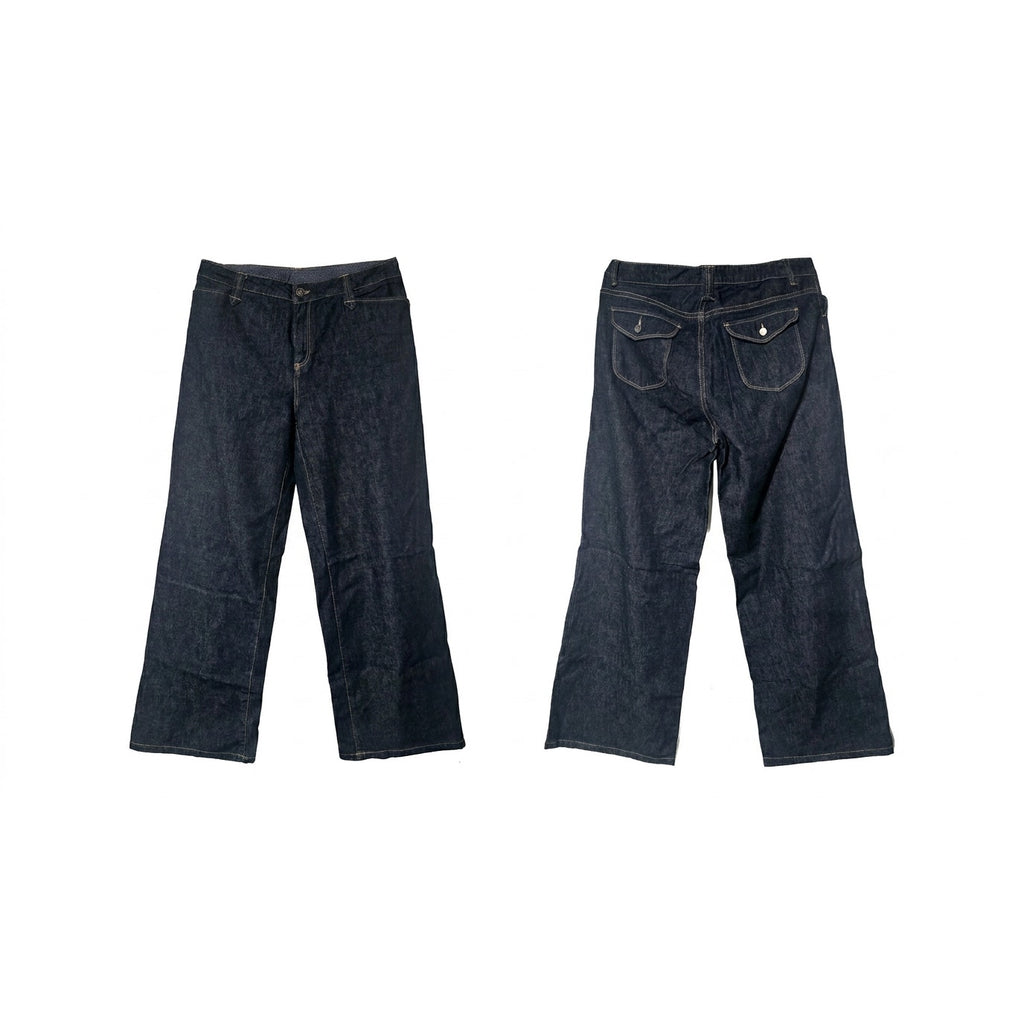 Kennar Sport Dark Wash Wide-Leg Trouser Jeans Size L