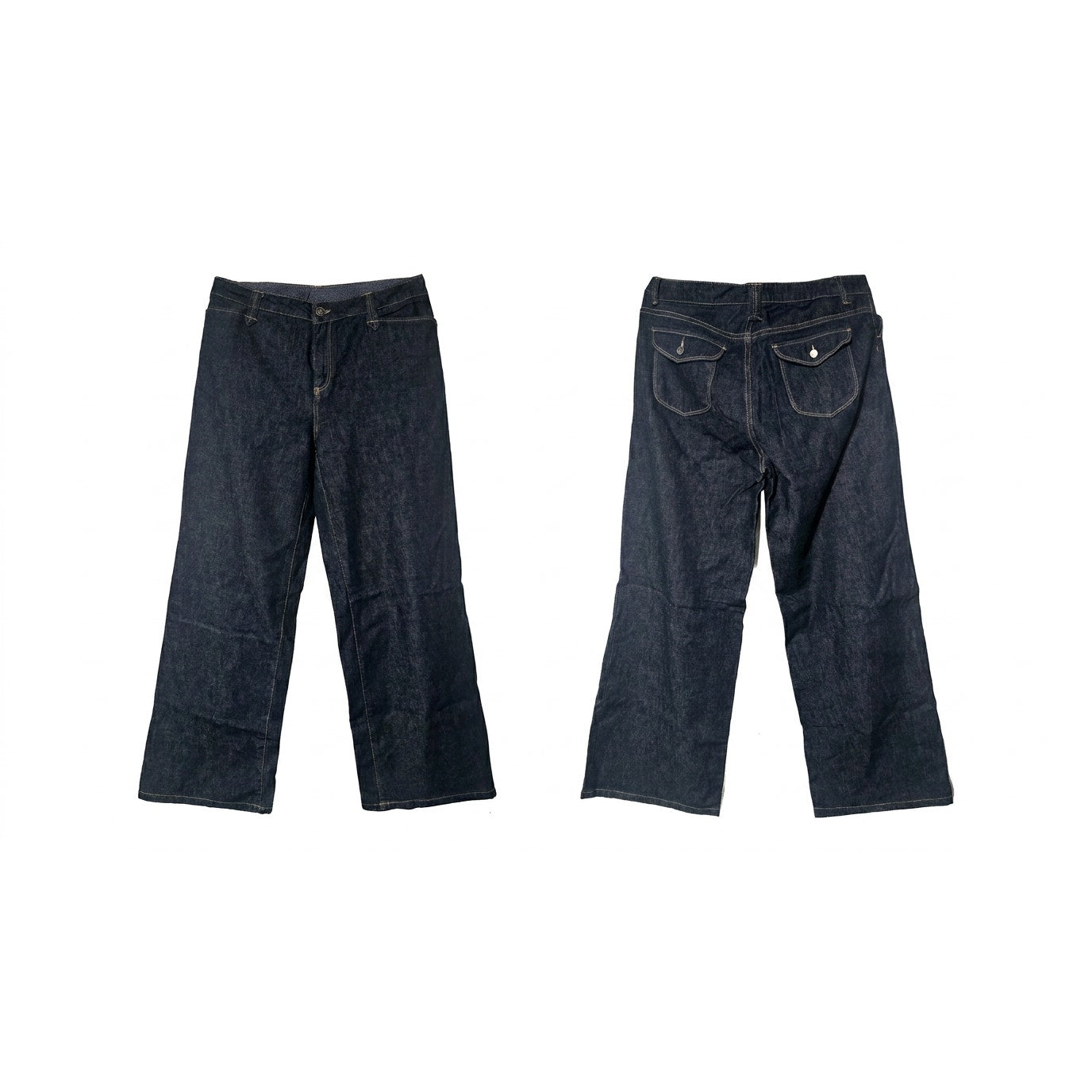 Kennar Sport Dark Wash Wide-Leg Trouser Jeans Size L