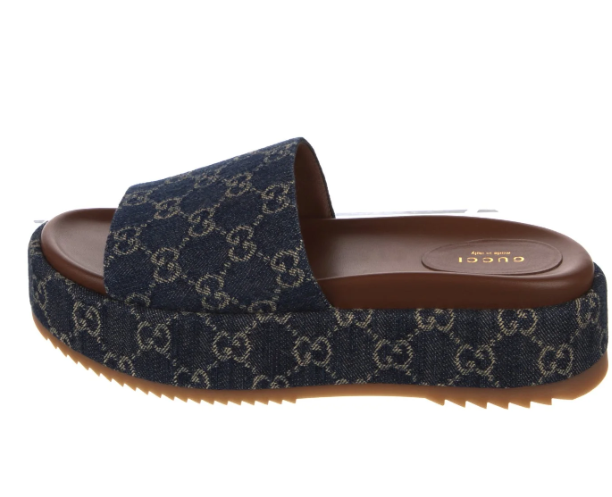 Gucci Angelina GG Denim Platform Slide Sandals Size 10 NWT