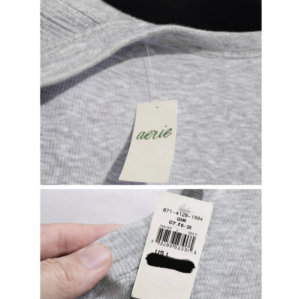 Aerie Gray Long Sleeve Ribbed Knit Maxi Lounge Dress Size Large