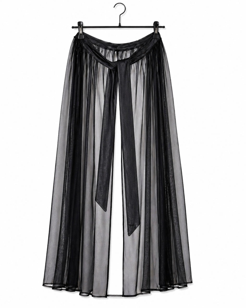 Fashion Nova Black Sheer Mesh Maxi Sarong Skirt Beach Cover-Up Large