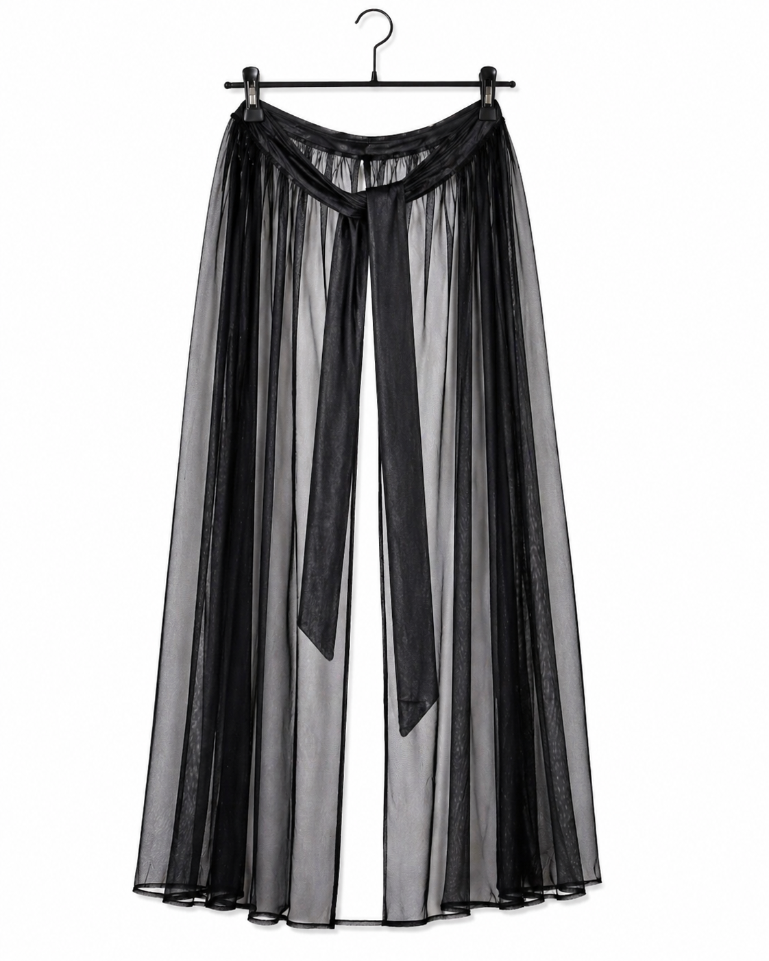 Fashion Nova Black Sheer Mesh Maxi Sarong Skirt Beach Cover-Up Large