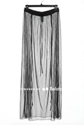 Fashion Nova Black Sheer Mesh Maxi Sarong Skirt Beach Cover-Up Large