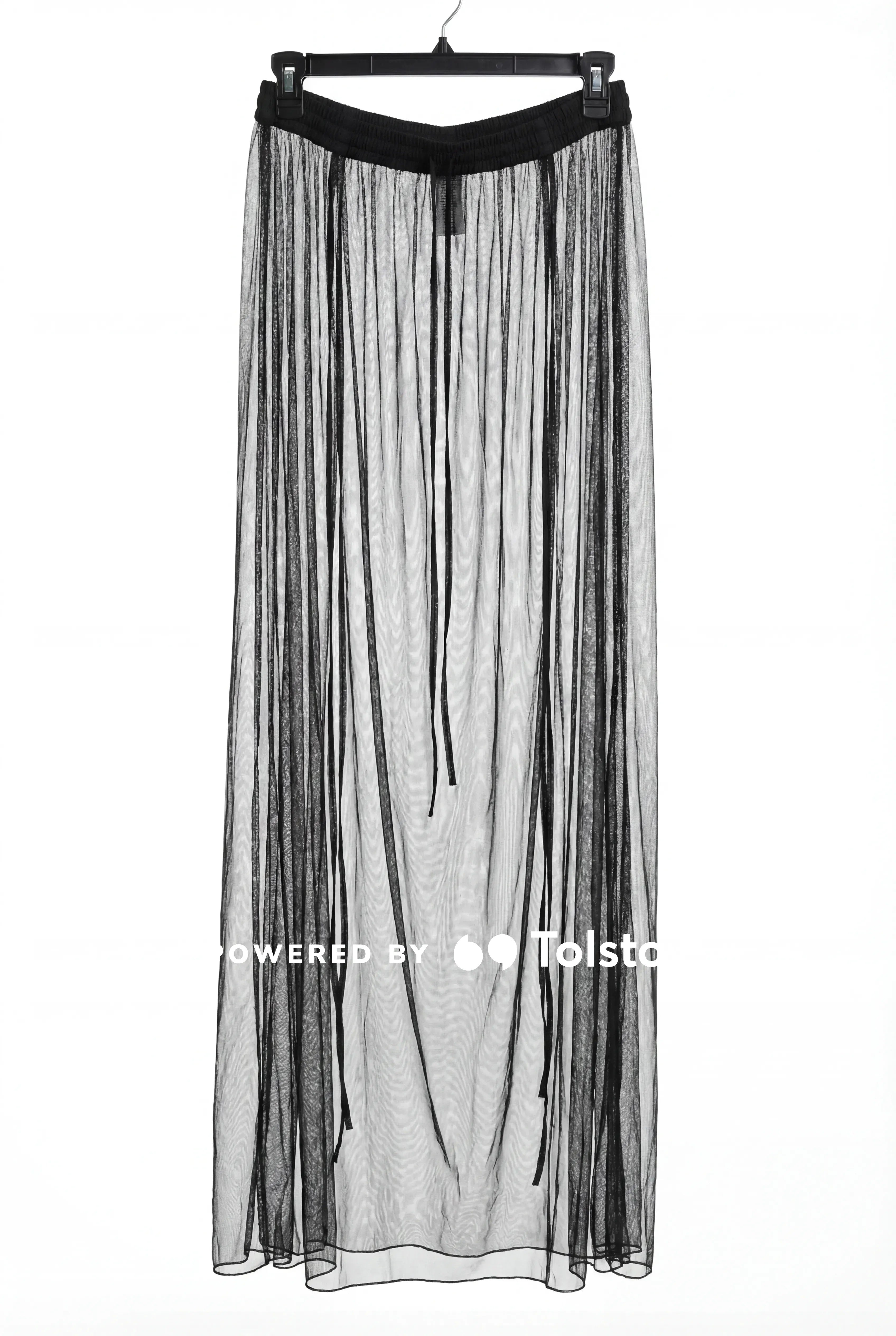 Fashion Nova Black Sheer Mesh Maxi Sarong Skirt Beach Cover-Up Large