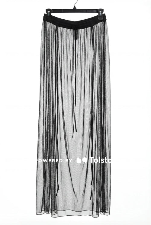 Fashion Nova Black Sheer Mesh Maxi Sarong Skirt Beach Cover-Up Large