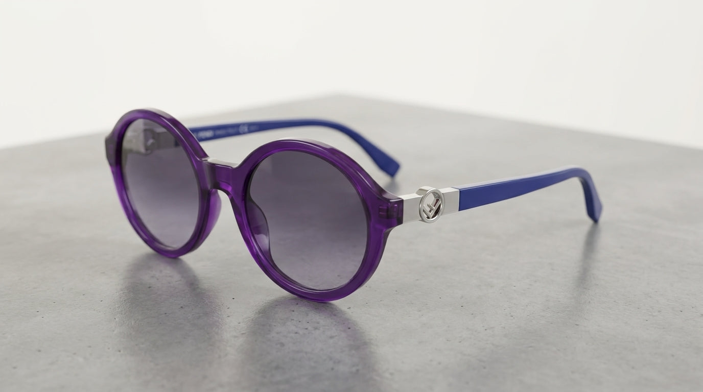 Fendi Purple & Cobalt Blue Round Sunglasses