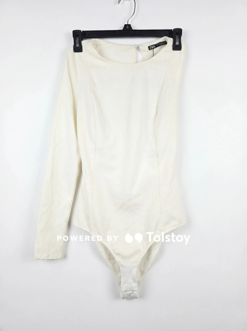 Zara Ivory One-Sleeve Open Back Bodysuit Size Medium