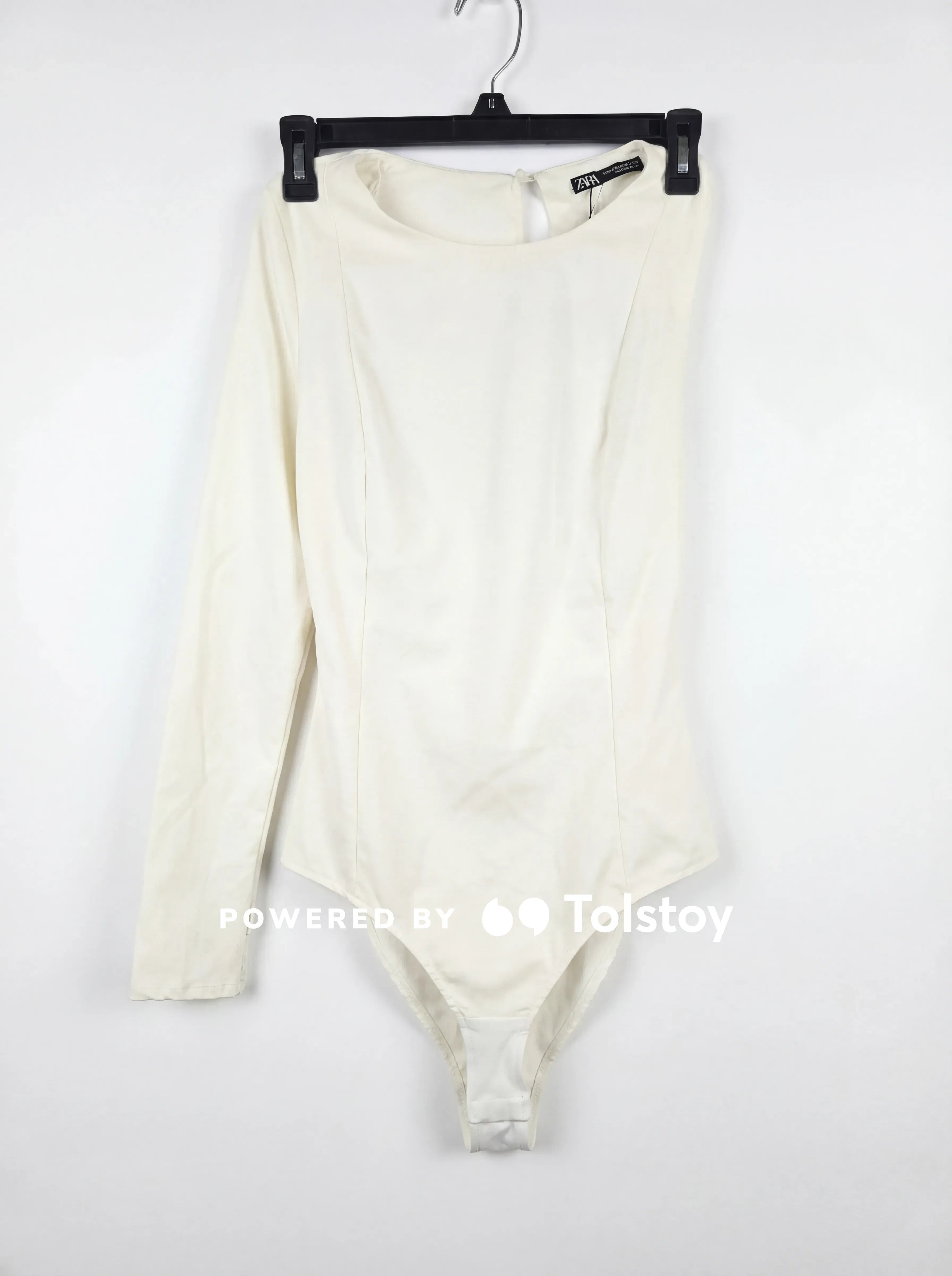 Zara Ivory One-Sleeve Open Back Bodysuit Size Medium