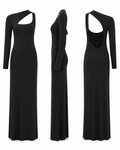 Zara Black One-Sleeve Asymmetrical Cutout Maxi Dress Size Medium