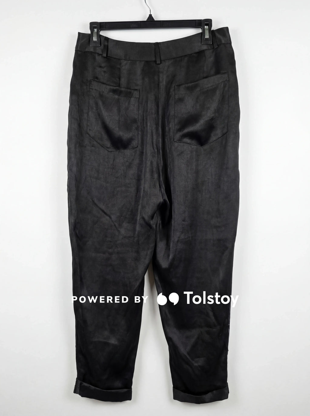Zara Women’s Black Silky Satin Tapered Dress Pants Size Large