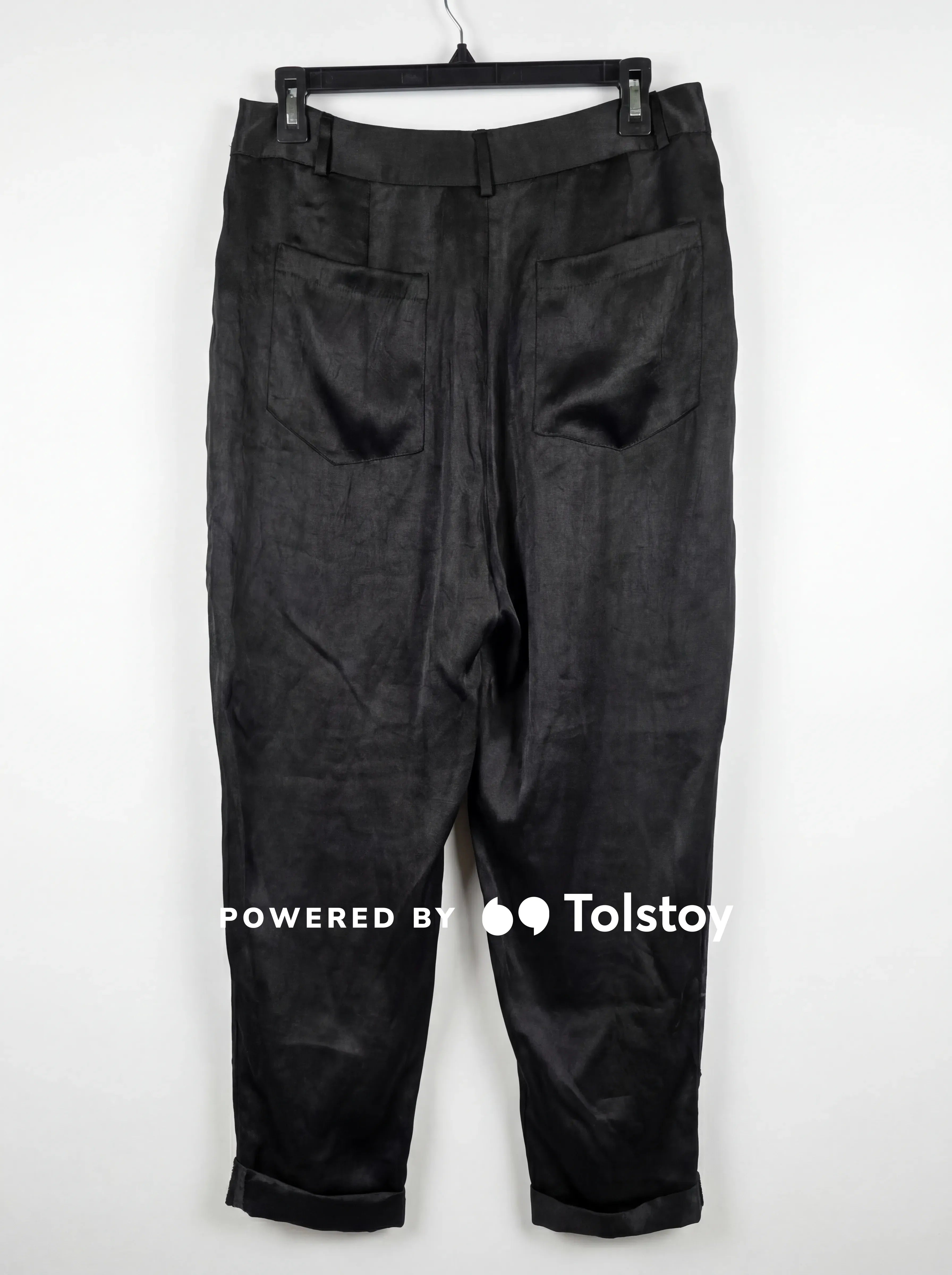 Zara Women’s Black Silky Satin Tapered Dress Pants Size Large