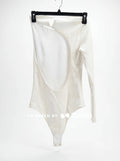 Zara Ivory One-Sleeve Open Back Bodysuit Size Medium
