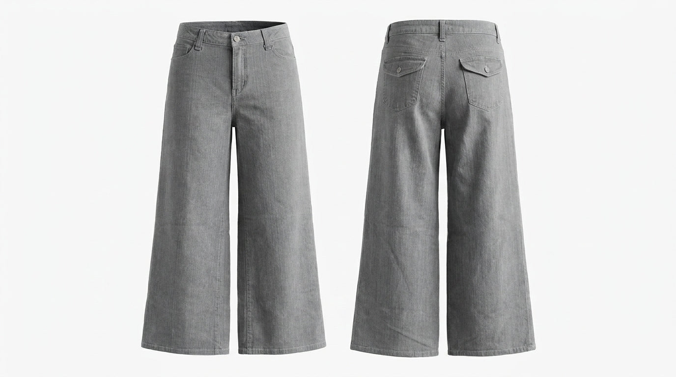 Kenar Sport Gray Washed Wide-Leg Denim Jeans - Size 27