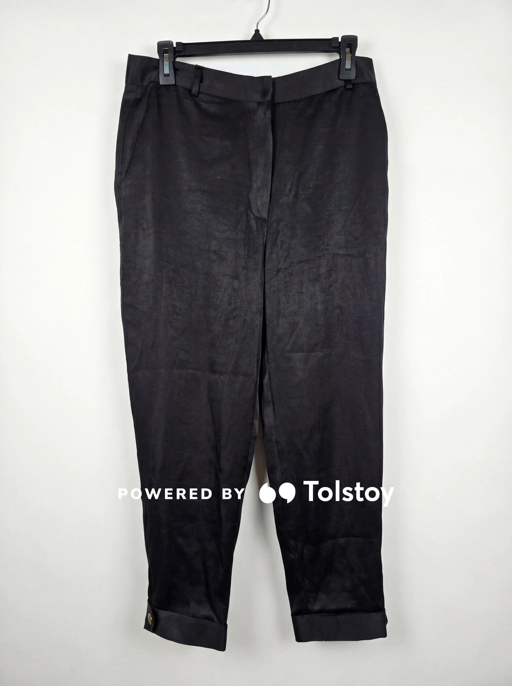 Zara Women’s Black Silky Satin Tapered Dress Pants Size Large
